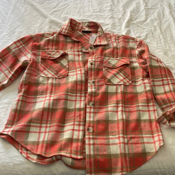 Coral plaid flannel jacket - Picture 2 of 6